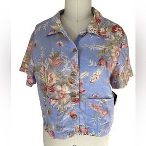 Carol Anderson Spring floral linen shirt jacket, Sz M, NWT